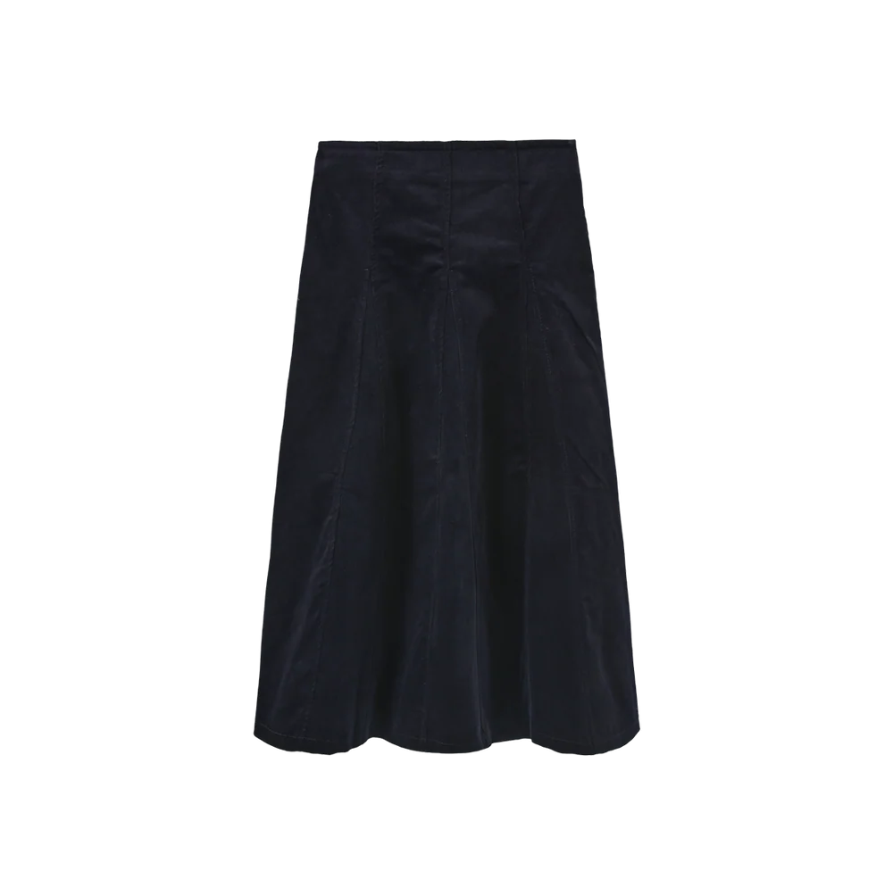 Corduroy Panel Midi Skirt