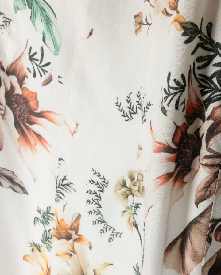 Pane Paneled Linen Floral Skirt