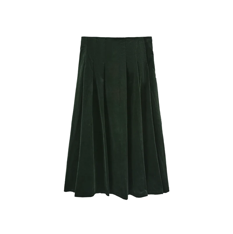 Corduroy Combo Pleated Skirt