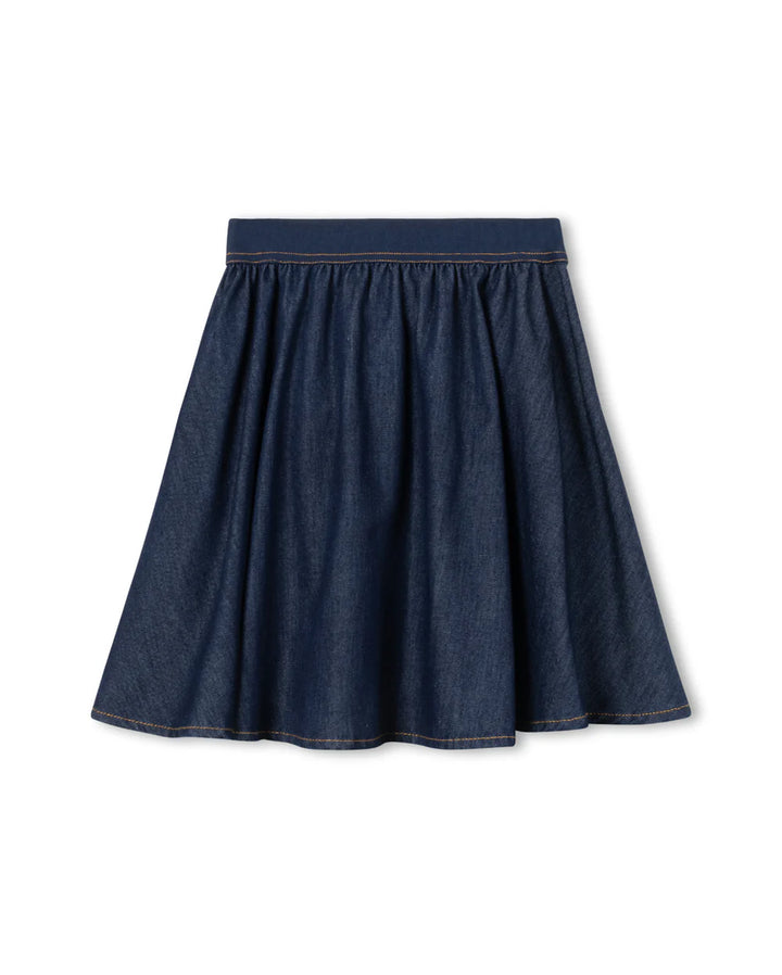 Denim Wide Elastic Band Skirt