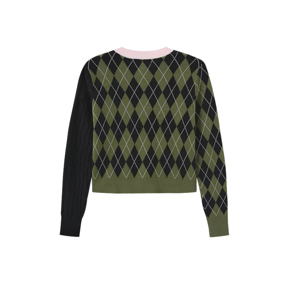 Argyle Knit Side Cable Cardigan