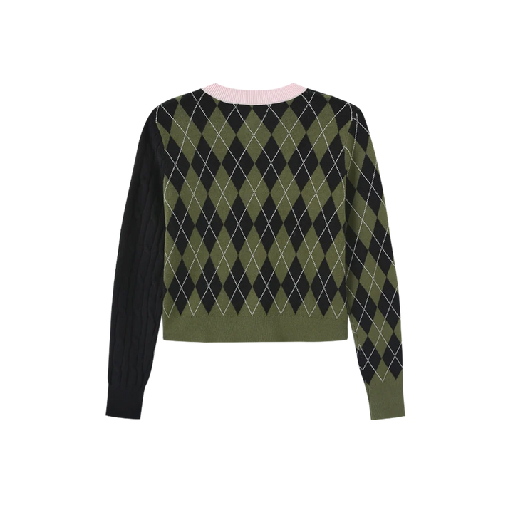 Argyle Knit Side Cable Cardigan