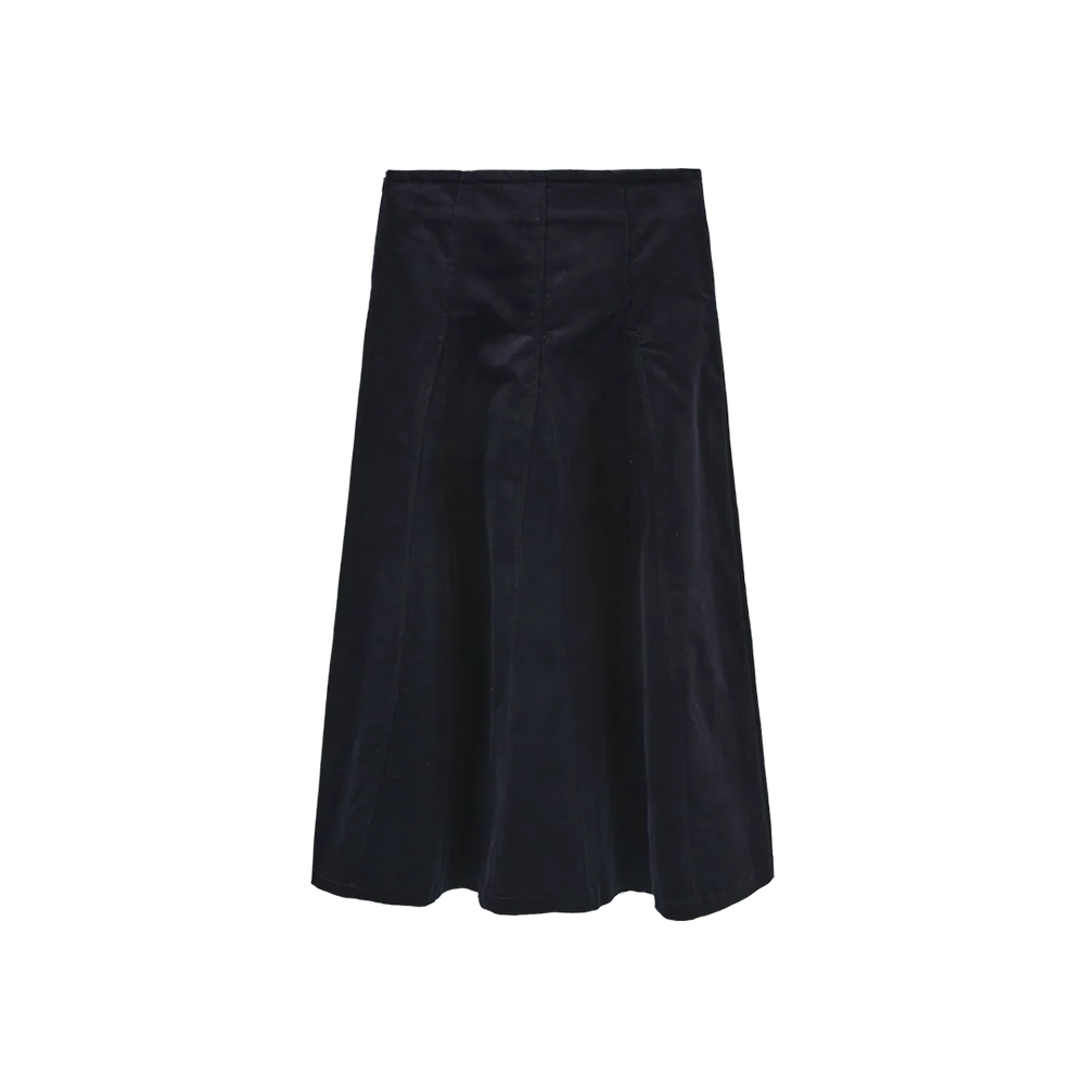 Corduroy Panel Midi Skirt