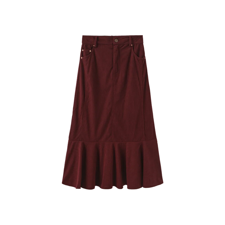 Silo Midi Thin Corduroy Skirt