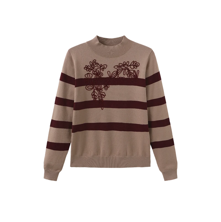 Floral Embroidered Stripe Sweater