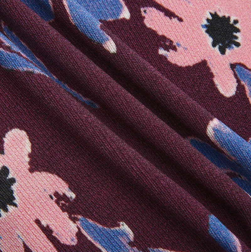 Floral Burgundy Knit Cardigan