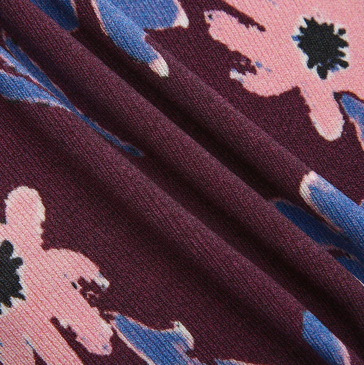 Floral Burgundy Knit Cardigan