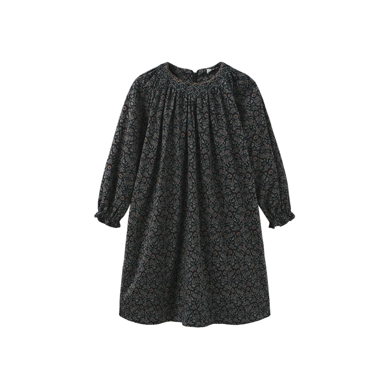 Corduroy Floral Smocking Dress