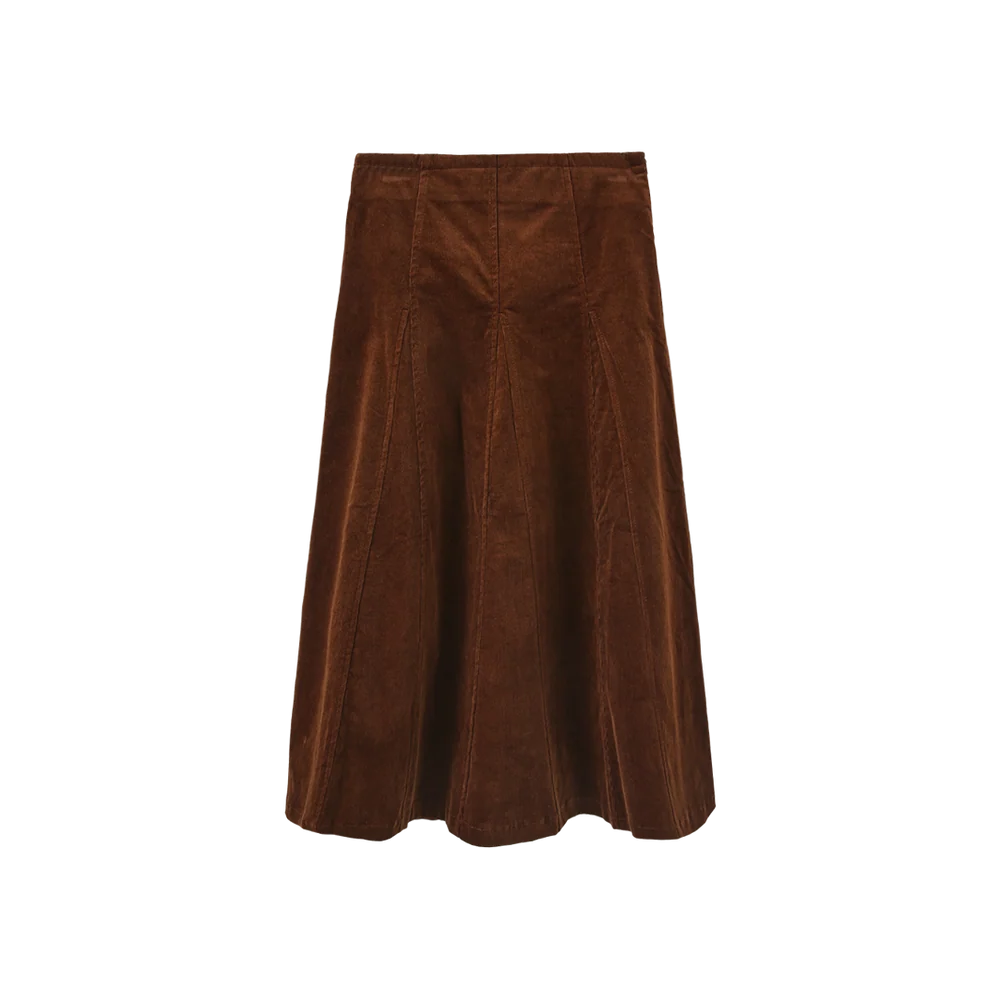 Corduroy Panel Midi Skirt