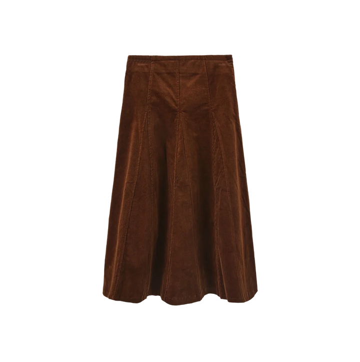 Corduroy Panel Midi Skirt