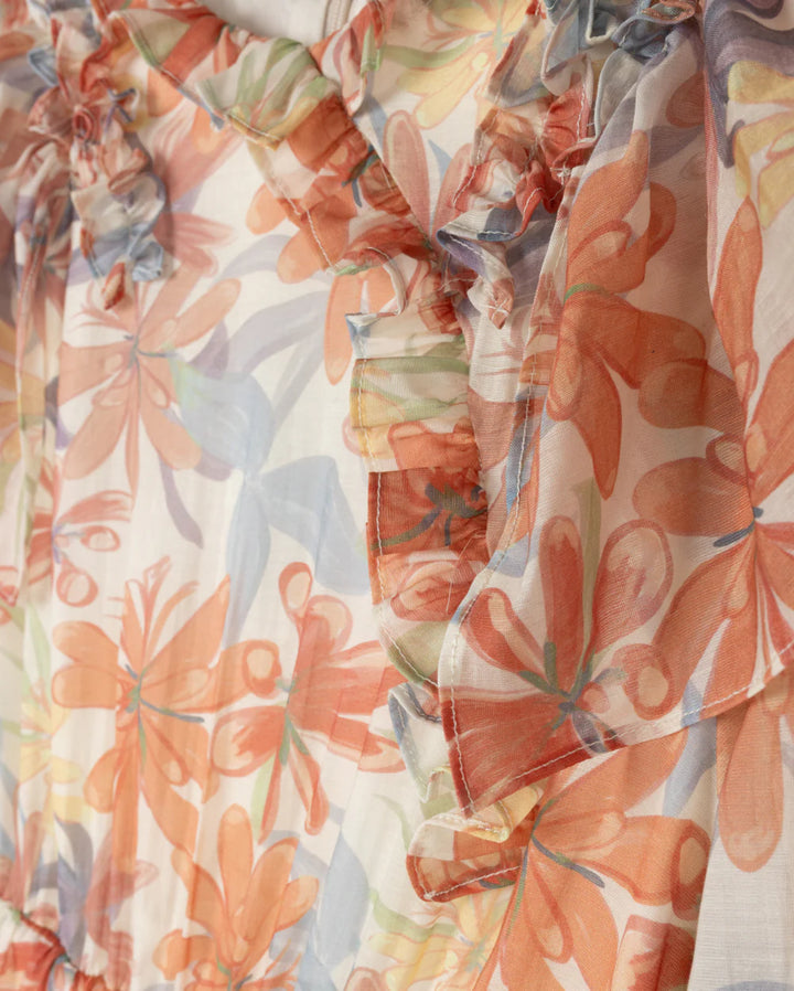 Floral Shear Ruffle Dress
