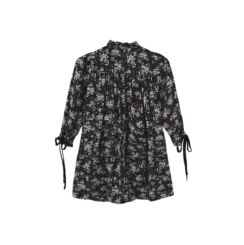 Ruffle Neck Floral Dress