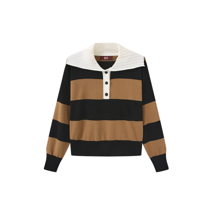 Stripe Contrast Collar Knit Sweater