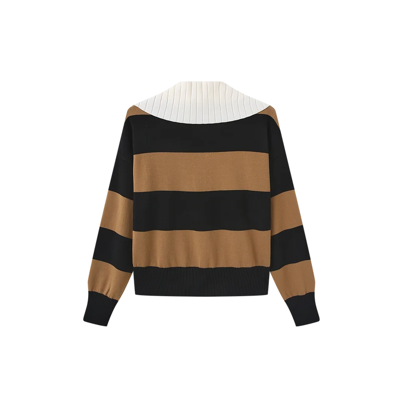 Stripe Contrast Collar Knit Sweater