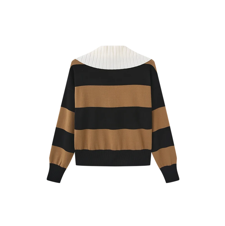 Stripe Contrast Collar Knit Sweater