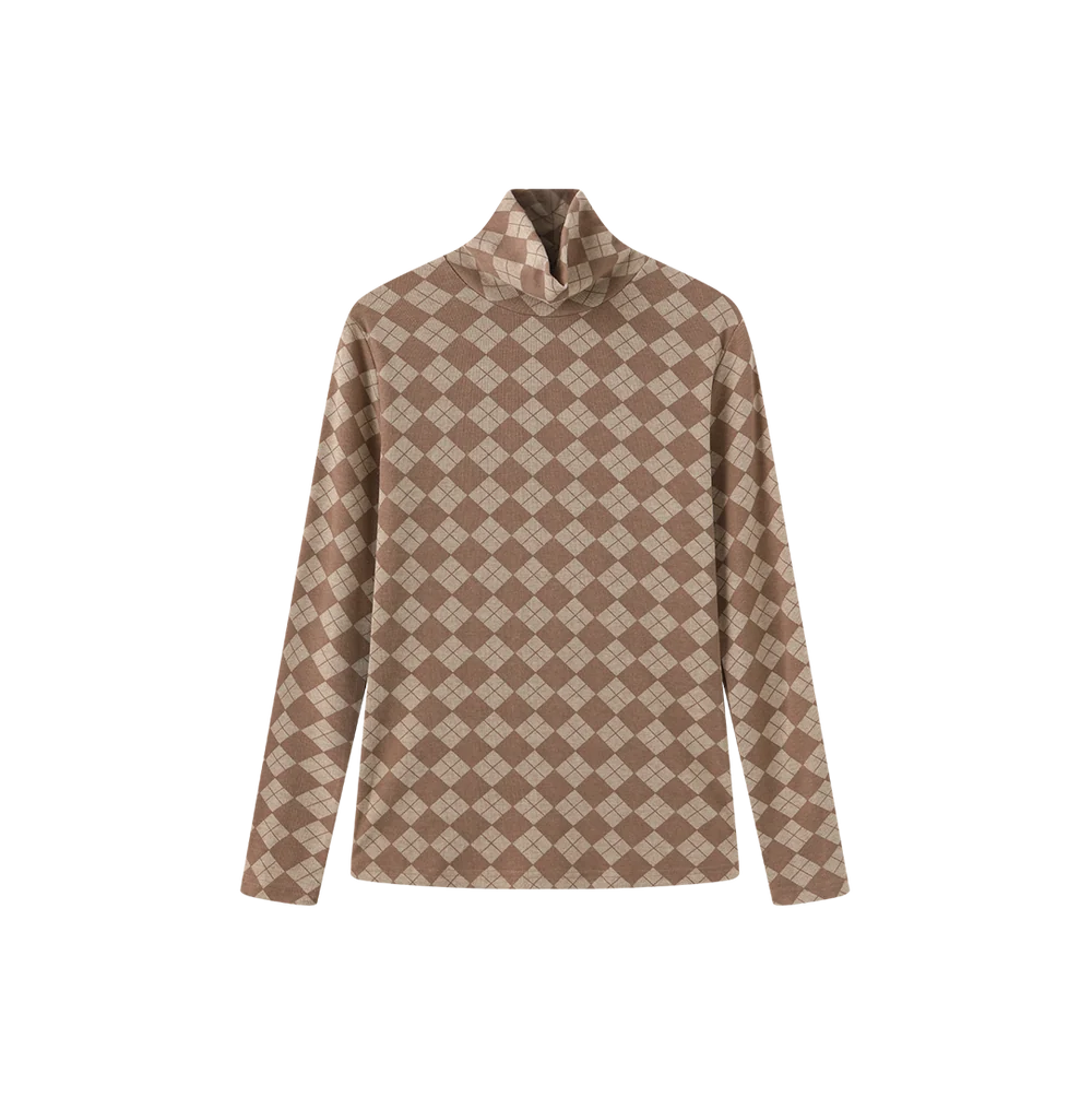 Argyle Print Turtleneck