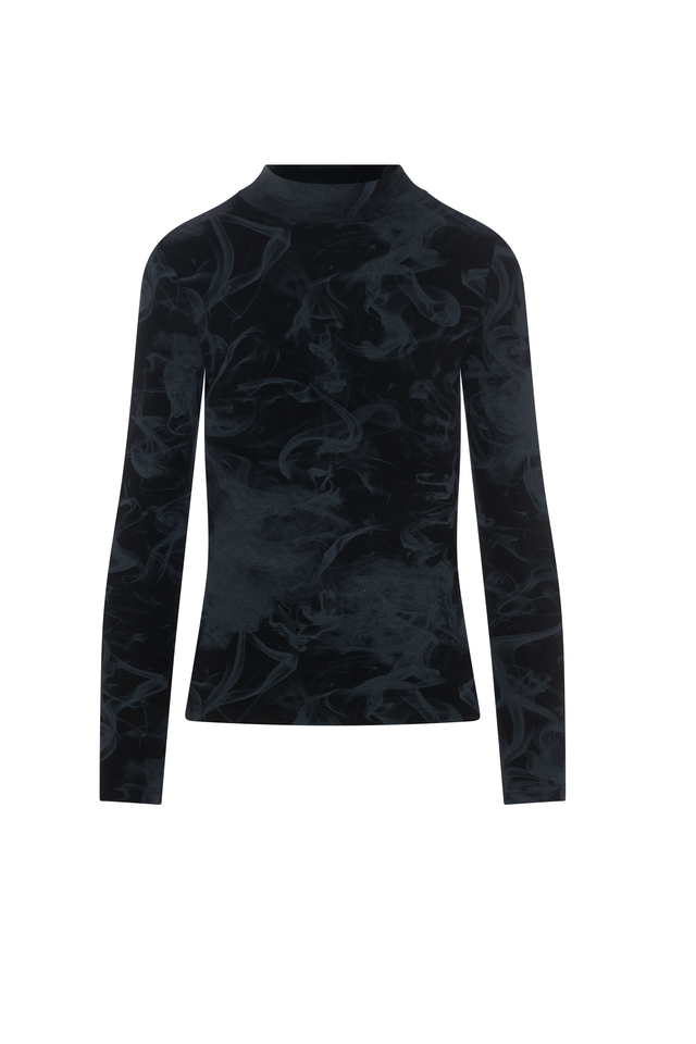 Printed Mock Neck Tee by Riff 1716