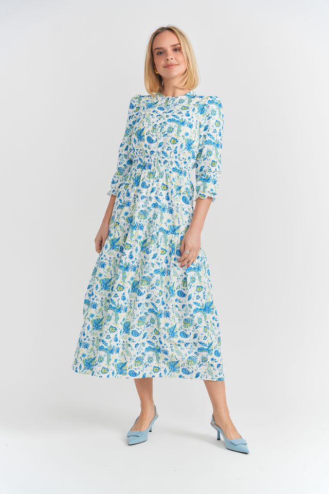 Scallop Sleeve Floral Dress 7342