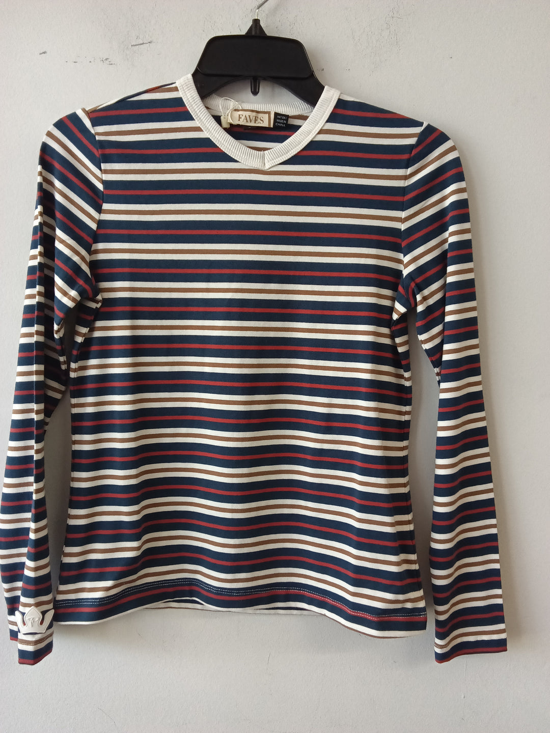 V neck Striped Tee by Faves 2063