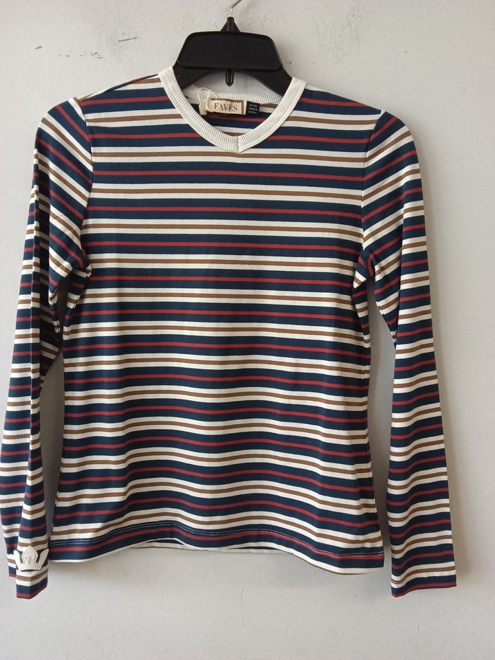 V neck Striped Tee by Faves 2063