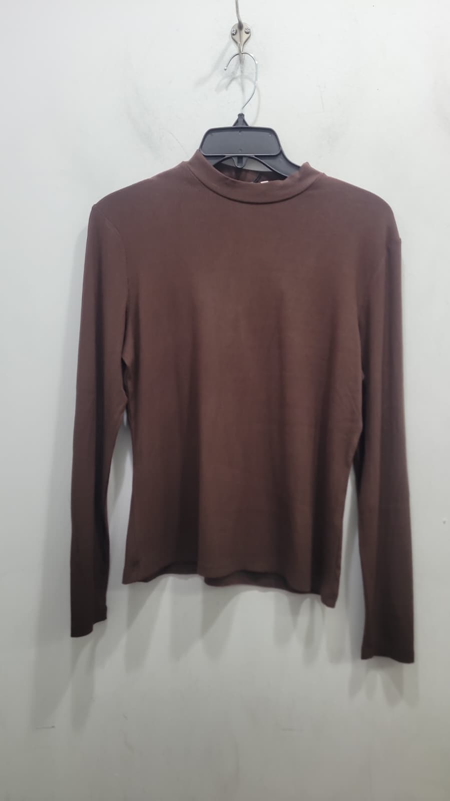 Brown Ribbed Mock Neck 136