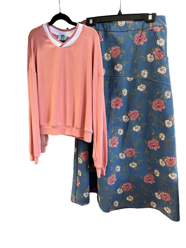 Midi Printed Denim Skirt 2850P