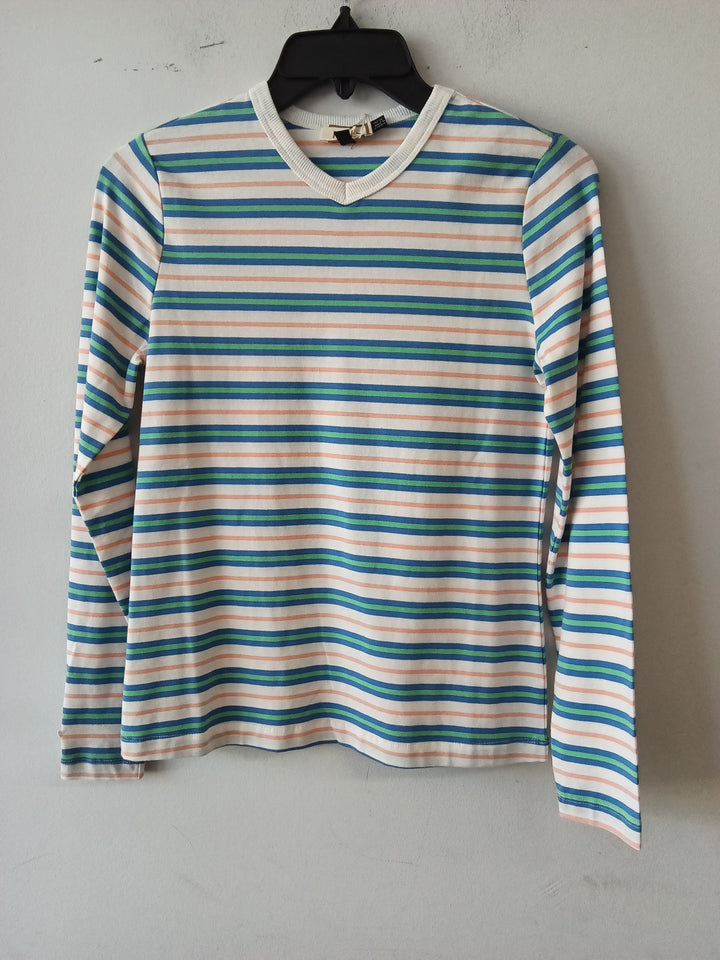 V neck Striped Tee by Faves 2063