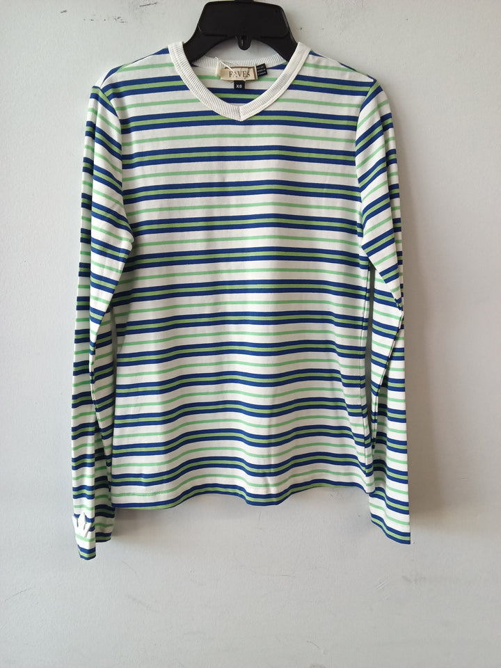 V neck Striped Tee by Faves 2063