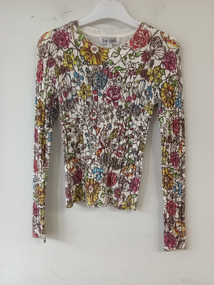 Colorful Floral Cable Knit Top 6802