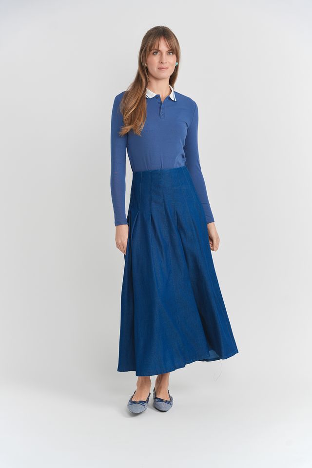 Midi Denim Pleated Skirt 2660