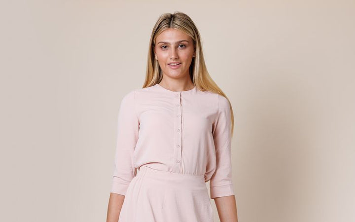 Peach Button-down Top 2132
