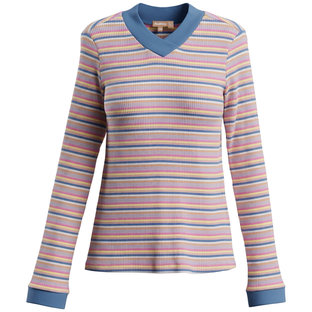 Striped V Neck Tee 2033