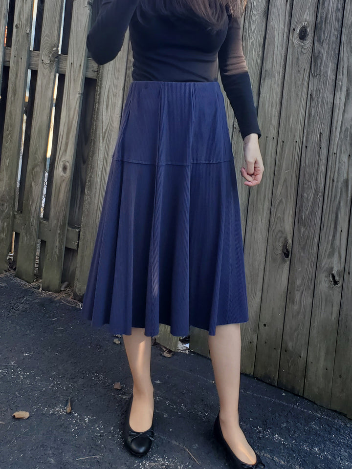 Ribbed Navy Yolk Skirt 869