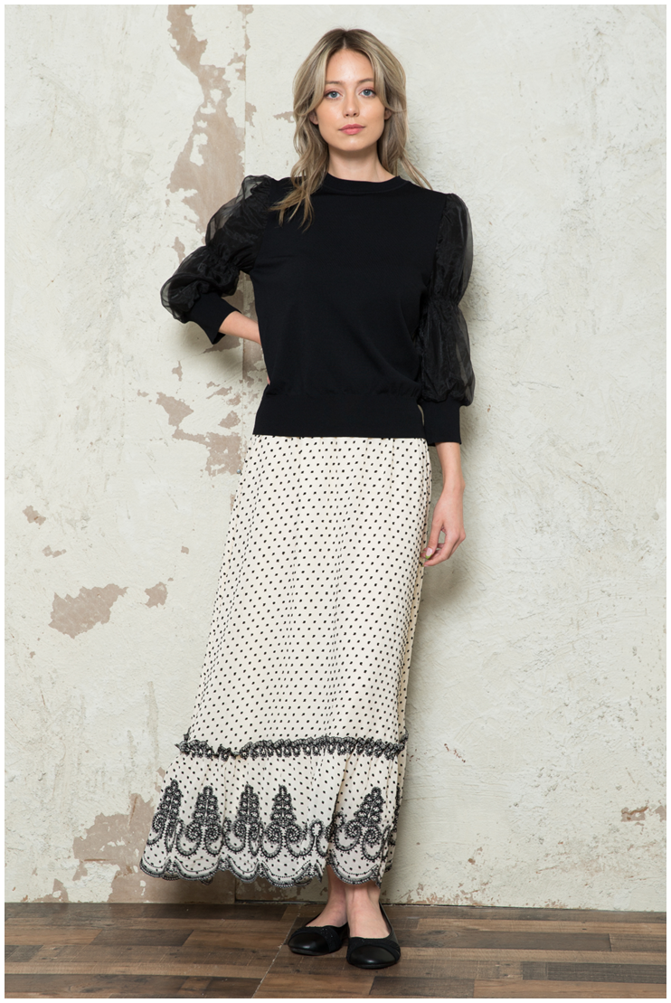 Ivory Lace Trim Skirt