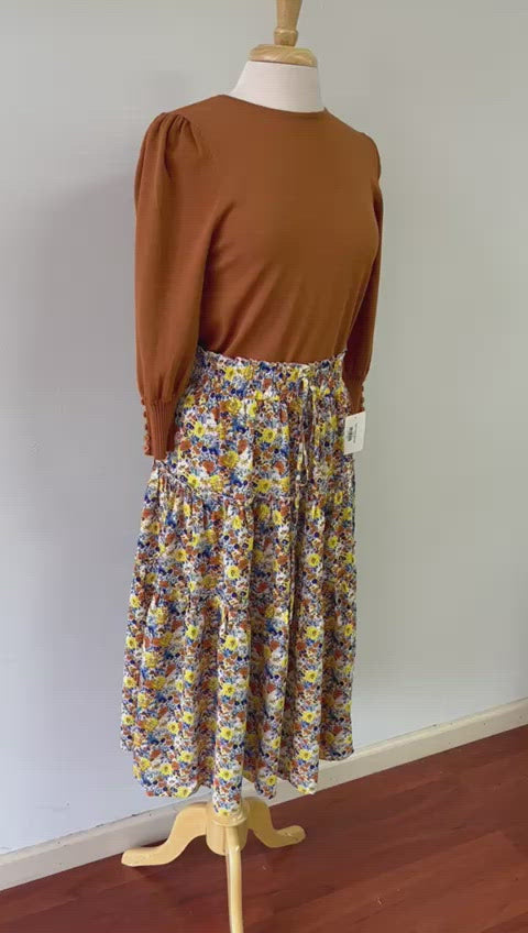 Yellow Floral Skirt 654