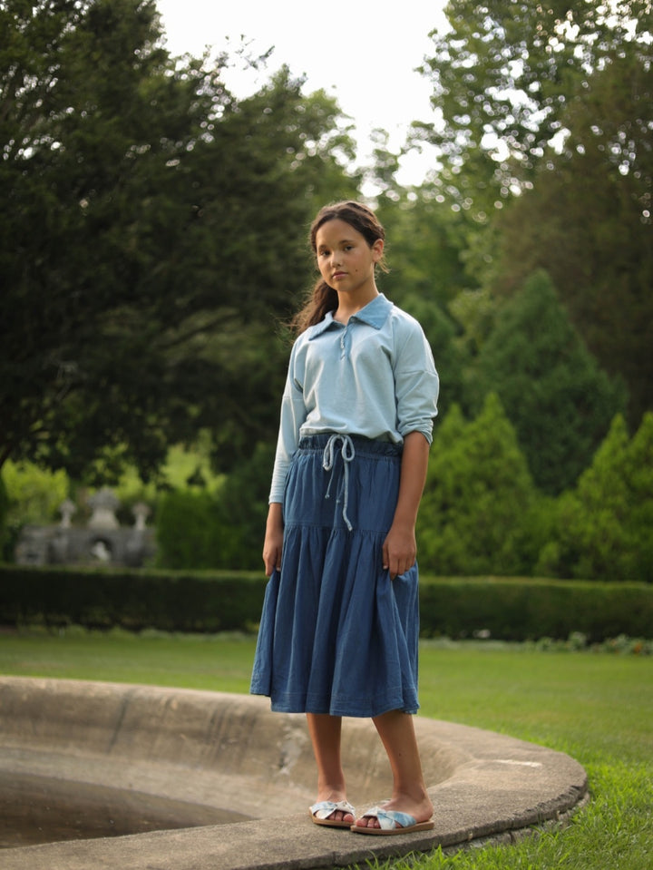 Denim Tiered Yoke Skirt